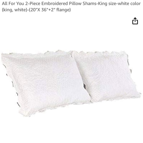 King Size White Quilted Pillow Shams by All for you. NWT never opened. - Picture 1 of 10